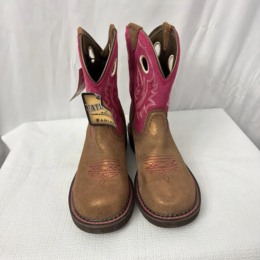 Ariat Fatbaby Boots Womens Size 6 B Gold Pink Heritage Western Cowboy Cowgirl - Picture 2 of 9